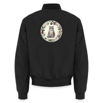 Motif de Noël avec le chat Vasili - Bomber unisexe - noir - Dos - AI Model Male 185 light (185cm)