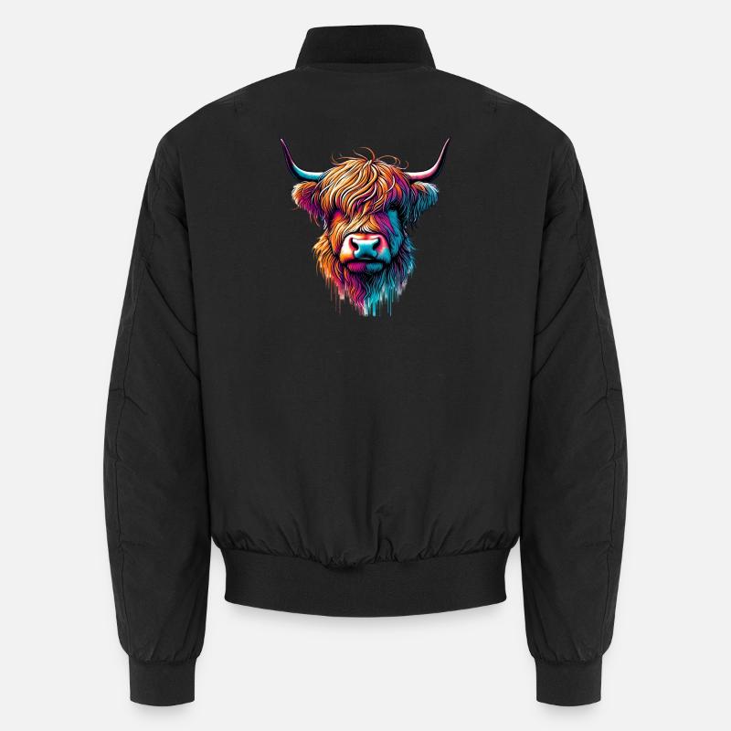 Vache écossaise des Highlands - Bomber unisexe - noir