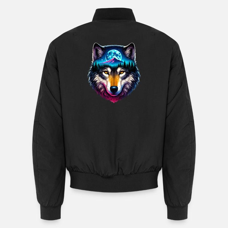 Wolf - Unisex Bomber Jacket - black