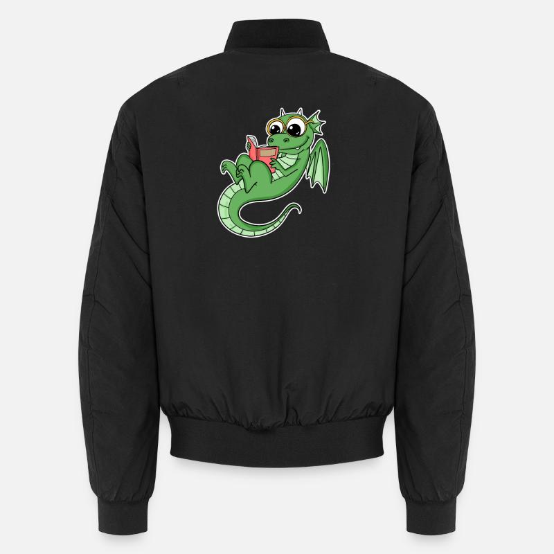 Drache Bücher Buch Lesen Unisex Bomberjacke