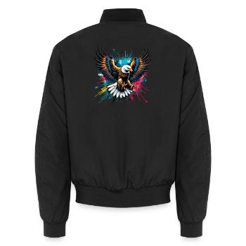 Eagle - Unisex Bomber Jacket - black - Back - AI Model Male 185 light (185cm)