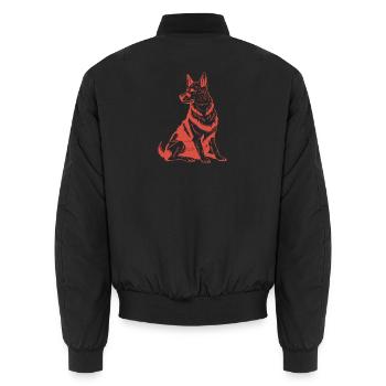 Treuer Begleiter – Detaillierte Hundegrafik - Unisex Bomberjacke - Schwarz - Hinten - AI Model Male 185 light (185cm)