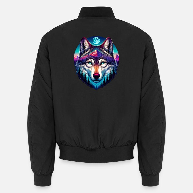 Wolf - Unisex Bomberjacke - Schwarz