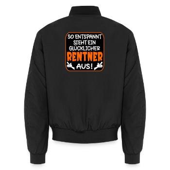 RENTNERGESCHENKE GLÜCKLICHER RENTNER RENTE - Unisex Bomberjacke - Schwarz - Hinten - AI Model Male 185 light (185cm)