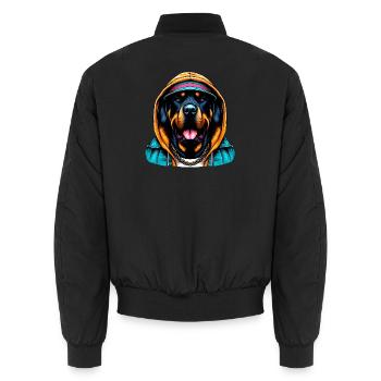 Chien - Bomber unisexe - noir - Dos - AI Model Male 185 light (185cm)