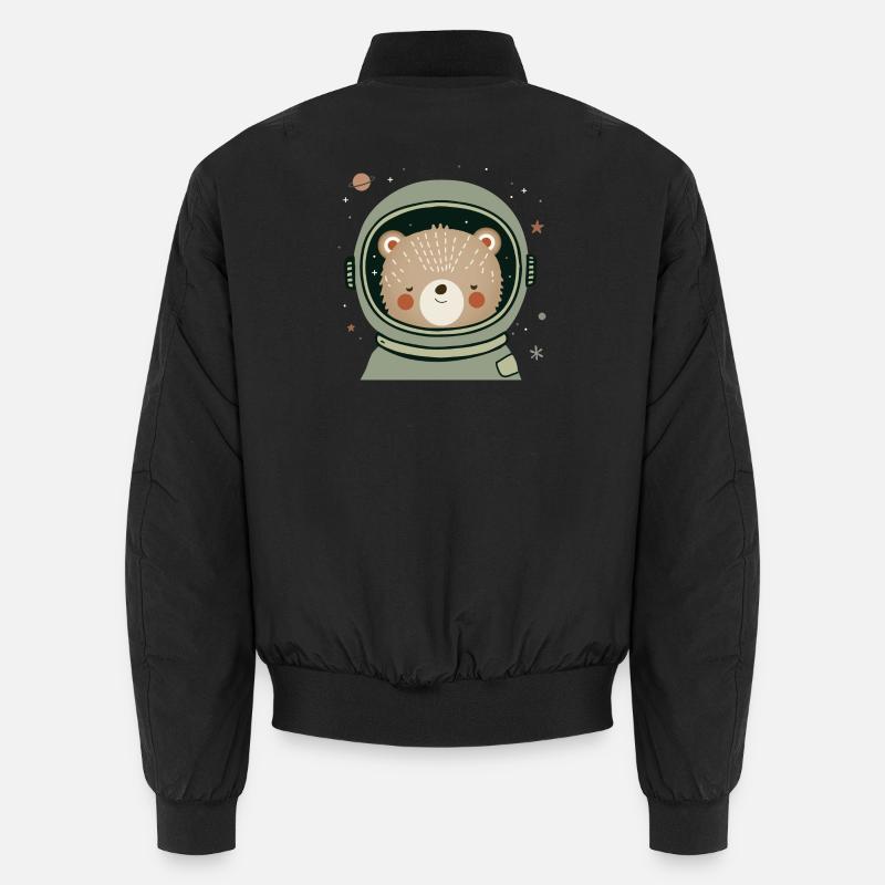 Bär als Astronaut – Verspielte Tier Illustration Unisex Bomberjacke