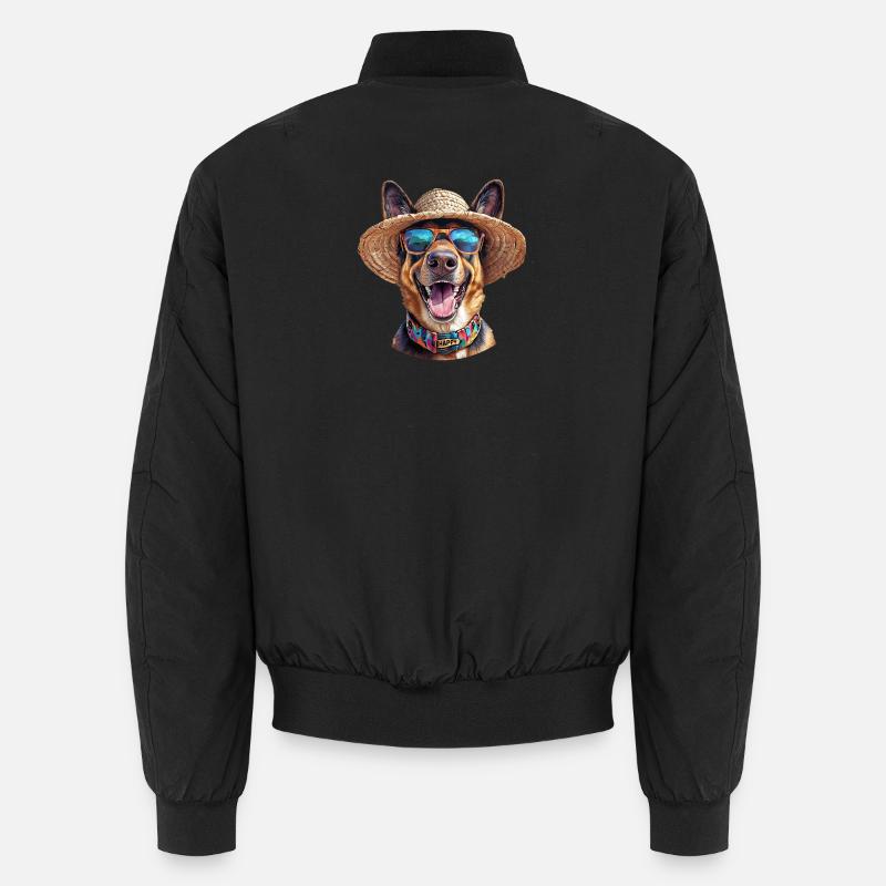 Deutscher Schäferhund mit Strohhut & Sonnenbrille Unisex Bomberjacke
