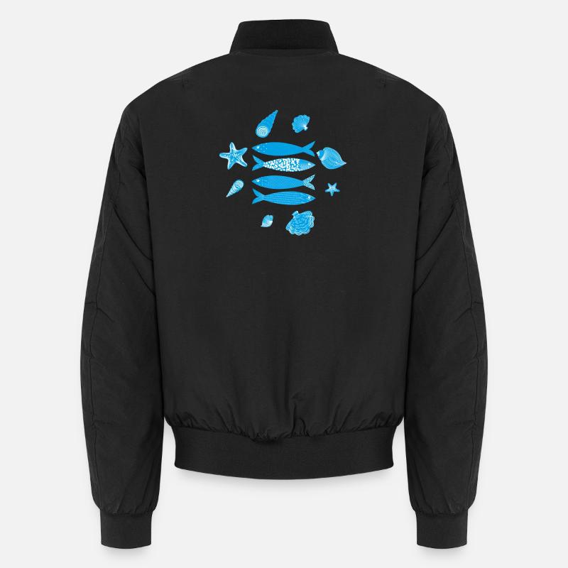Underwater Sea Fish Pattern - Unisex Bomber Jacket - black