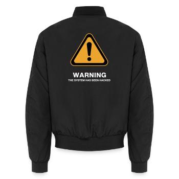 Warnsymbol für gehackte Systeme - Unisex Bomberjacke - Schwarz - Hinten - AI Model Male 185 light (185cm)