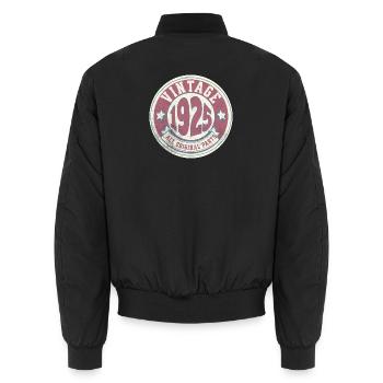 Design Vintage 1925 Logo Retro Style - Unisex Bomber Jacket - black - Back - AI Model Male 185 light (185cm)