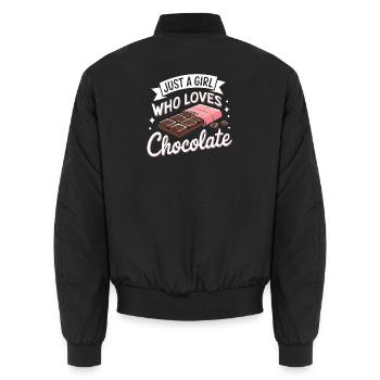 Nur ein Mädchen, das Schokolade liebt - Unisex Bomberjacke - Schwarz - Hinten - AI Model Male 185 light (185cm)