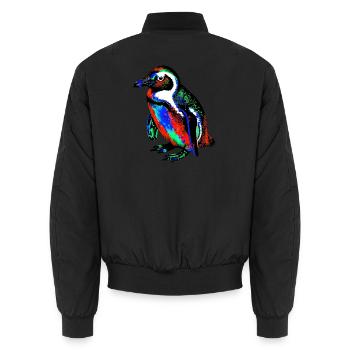 Penguin - Unisex Bomber Jacket - black - Back - AI Model Male 185 light (185cm)