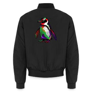 Penguin - Unisex Bomber Jacket - black - Back - AI Model Male 185 light (185cm)