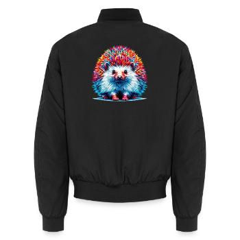 Hedgehog - Unisex Bomber Jacket - black - Back - AI Model Male 185 light (185cm)