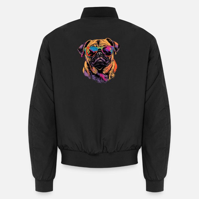 Mops Beige Hunde Liebe Carlin Kleiner Süßer Mops Unisex Bomberjacke