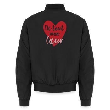 Coeur rouge avec lettrage romantique - Bomber unisexe - noir - Dos - AI Model Male 185 light (185cm)