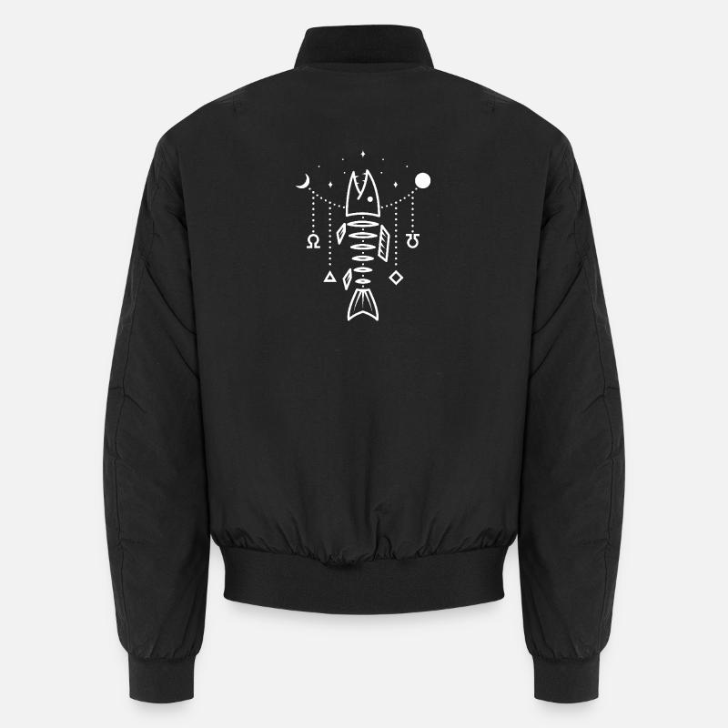 Pêche - Design Poisson dans le style bohème N/B Bomber unisexe