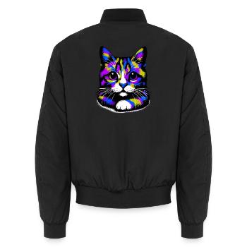 Cat - Unisex Bomber Jacket - black - Back - AI Model Male 185 light (185cm)