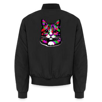 Cat - Unisex Bomber Jacket - black - Back - AI Model Male 185 light (185cm)