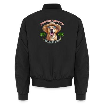 Labrador au look estival : Pawsitively Ready - Bomber unisexe - noir - Dos - AI Model Male 185 light (185cm)