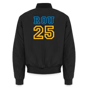 ROUMANIE - Bomber unisexe - noir - Dos - AI Model Male 185 light (185cm)