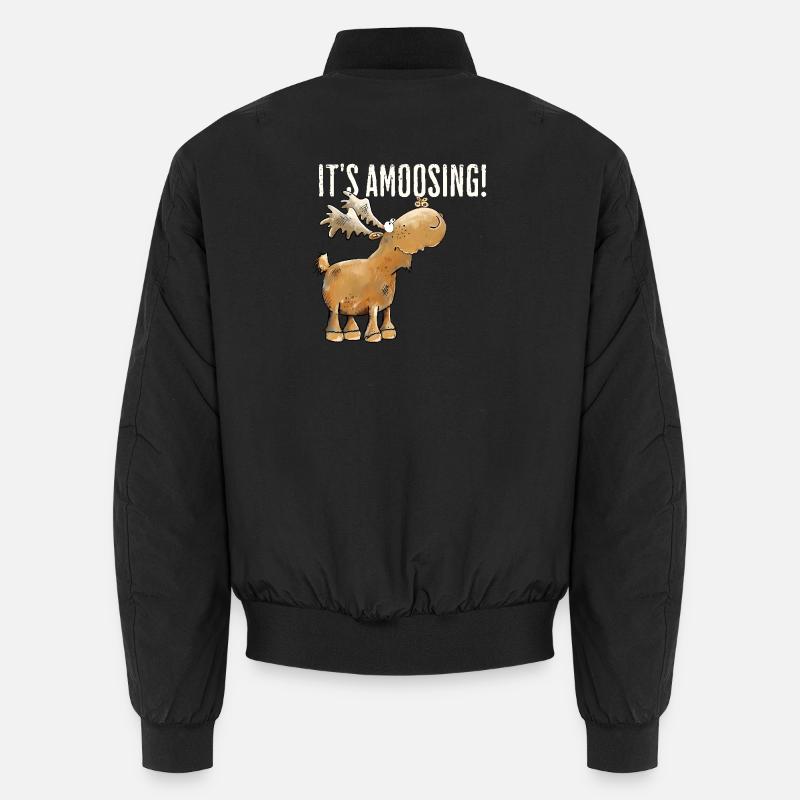 Droll Moose Animal Motif Scandinavia Moose Saying Unisex Bomber Jacket