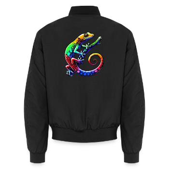 Gecko - Unisex Bomber Jacket - black - Back - AI Model Male 185 light (185cm)