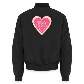 STOLZ AUF DICH - HERZ - Unisex Bomberjacke - Schwarz - Hinten - AI Model Male 185 light (185cm)