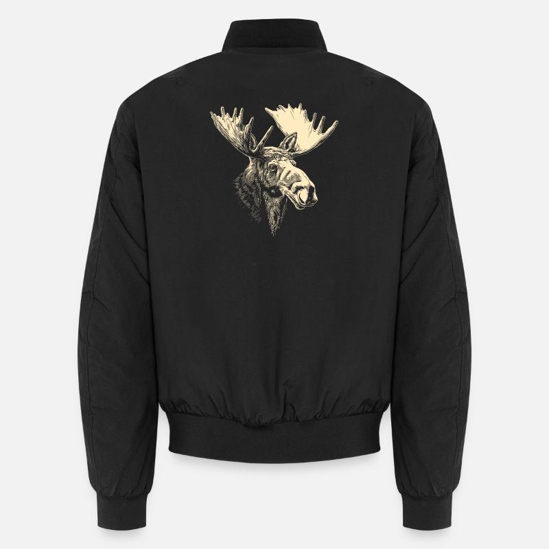 Moose Mosses Bull Elk Antlers Deer Wild Moose Unisex Bomber Jacket
