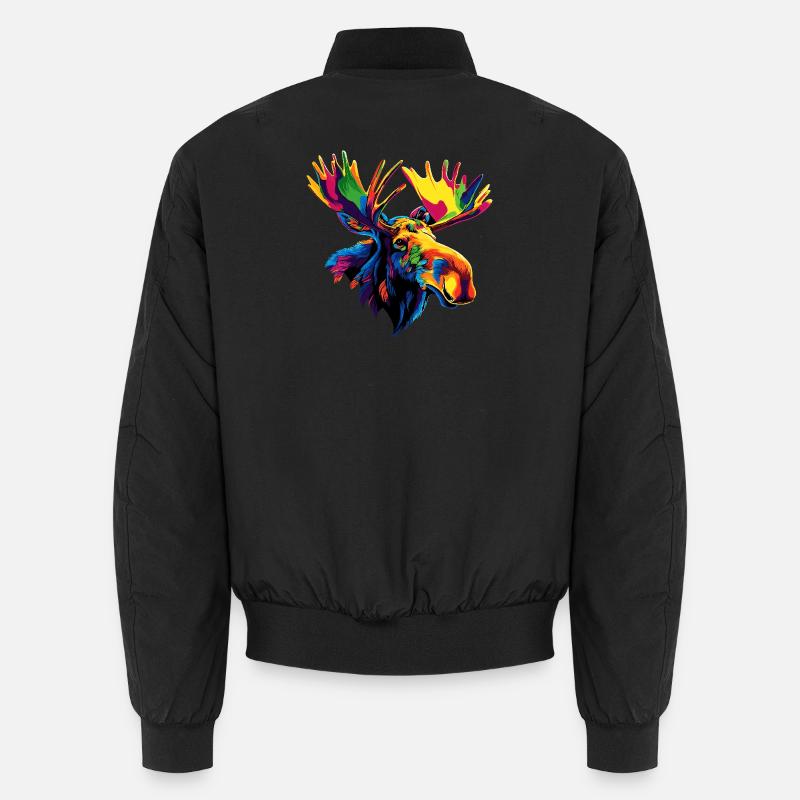 Elch Moose Elchbulle Geweih Hirsch Wilde Elche Unisex Bomberjacke