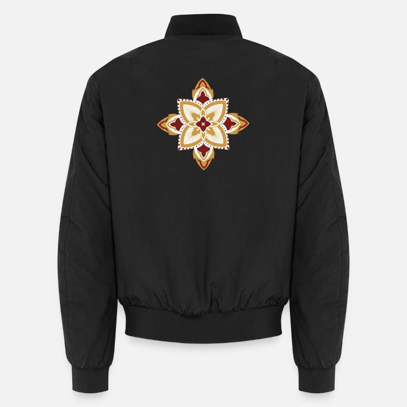 oriental pattern morocco gold red Unisex Bomber Jacket