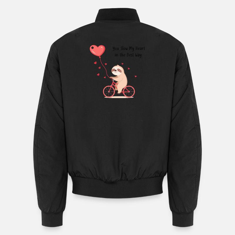 Faultier mit Herzballon – Geschenk zum Valentinstag Unisex Bomberjacke