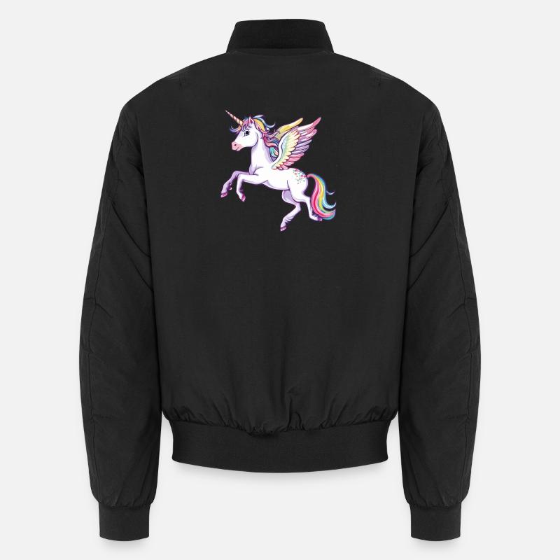 Rainbow Wings Unicorn - Unisex Bomber Jacket - black