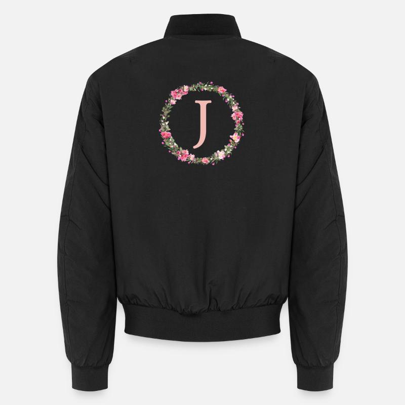 J Monogram, Flower Wreath, Personalizable Unisex Bomber Jacket