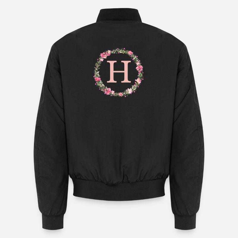 H Monogramm, Blumen-Kranz, personalisierbar Unisex Bomberjacke