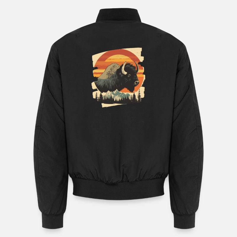 Bison Retro - Unisex Bomberjacke - Schwarz
