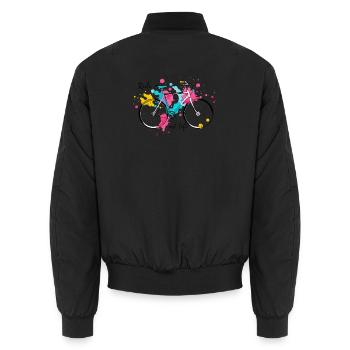 Fahren Sie die Kunst des Lebens Lebendiges Aquarell Fahrrad - Unisex Bomberjacke - Schwarz - Hinten - AI Model Male 185 light (185cm)