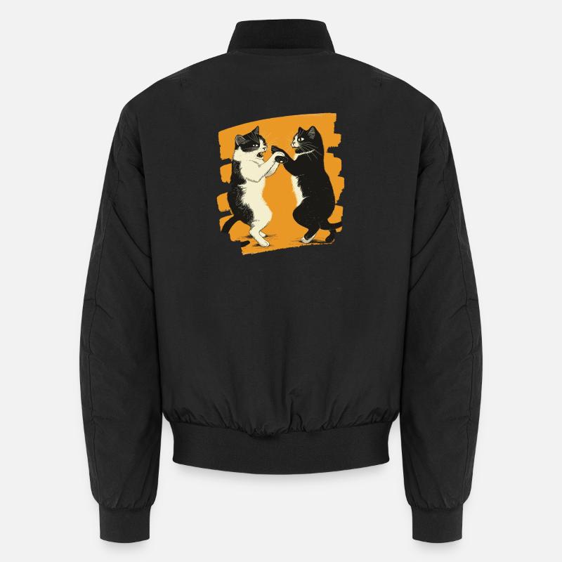 Combat de chats japonais - Bomber unisexe - noir