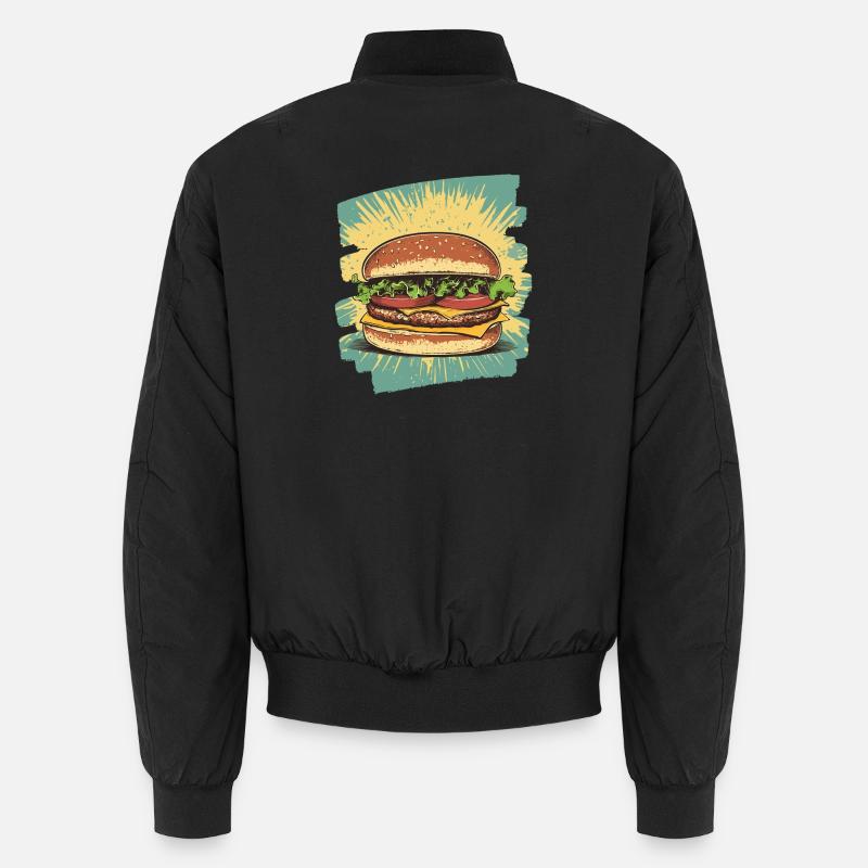Burger Retro - Unisex Bomber Jacket - black