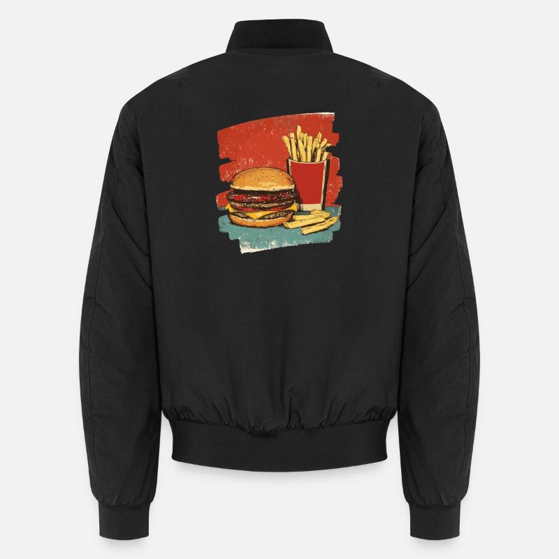 Burger und Fritten Retro Unisex Bomberjacke