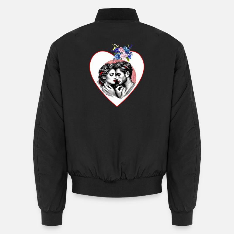 Heart duo in flower frame - Unisex Bomber Jacket - black
