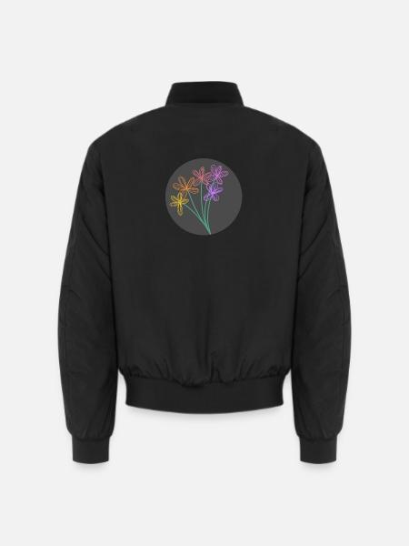 Neonblumen Linienkunst Kreis - Unisex Bomberjacke - Schwarz