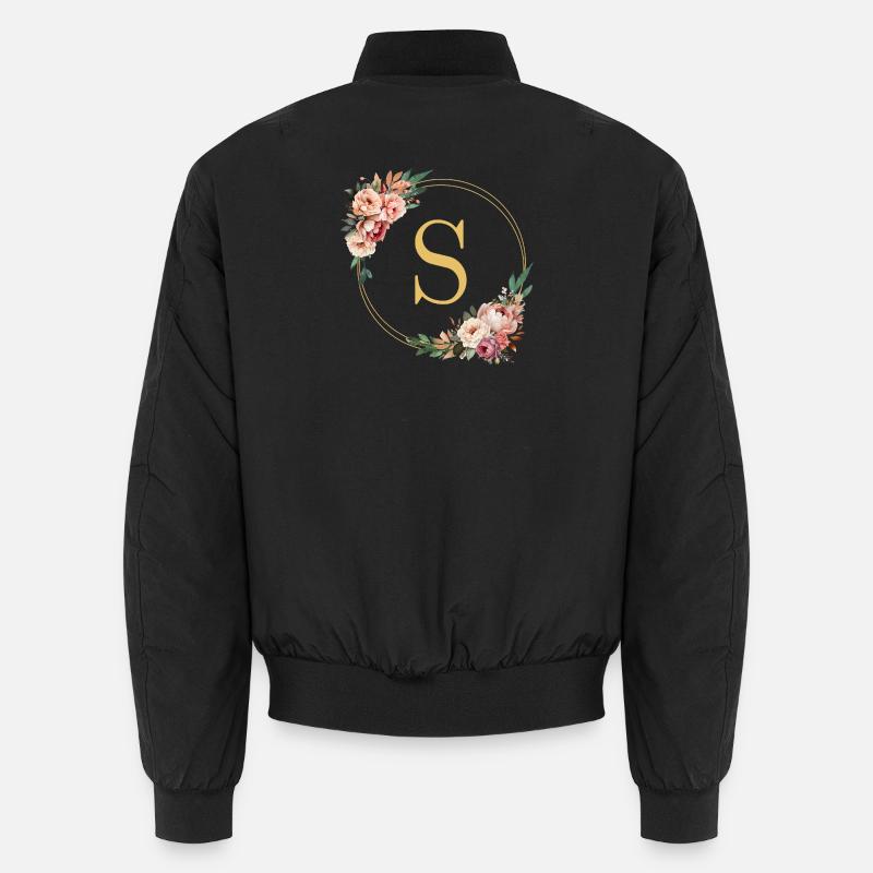 S Monogramm, Blumen-Kranz, personalisierbar Unisex Bomberjacke