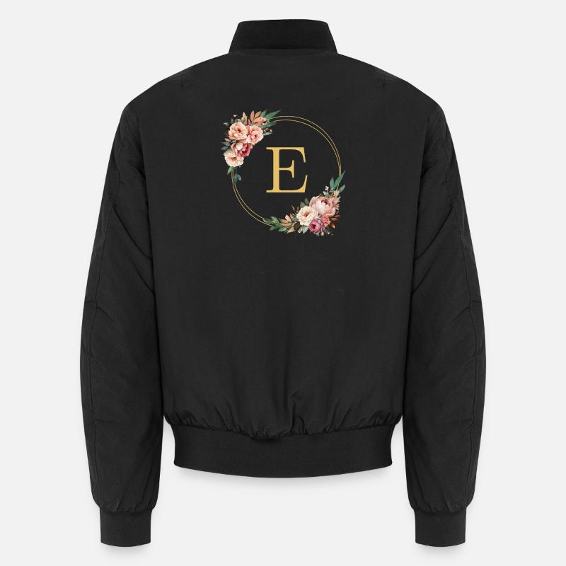 E Monogramm, Blumen-Kranz, personalisierbar Unisex Bomberjacke
