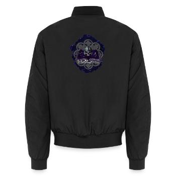buchband aufgeschlagen, Menschenschädel, Ornamente - Unisex Bomberjacke - Schwarz - Hinten - AI Model Male 185 light (185cm)