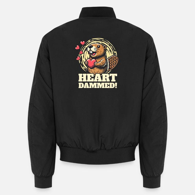 Heart Dammed - Süßes Biber-Design zum Valentinstag Unisex Bomberjacke