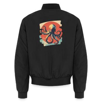 Kraken Oktopus Retro - Unisex Bomberjacke - Schwarz - Hinten - AI Model Male 185 light (185cm)