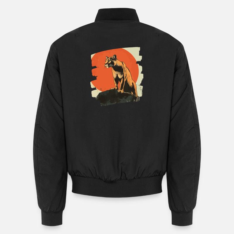 Lion from mountain Retro - Unisex Bomber Jacket - black