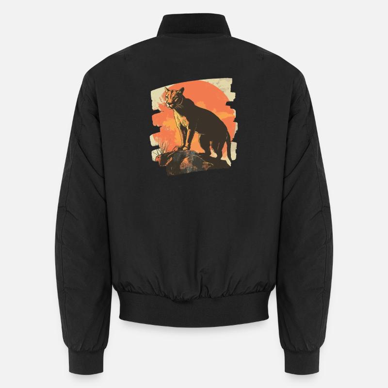 Lion from mountain Retro - Unisex Bomber Jacket - black