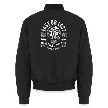 vintage retro race rider - Unisex Bomber Jacket - black - Back - AI Model Male 185 light (185cm)